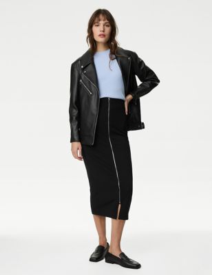 M&S Womens Midi Pencil Skirt - 6REG - Black, Black