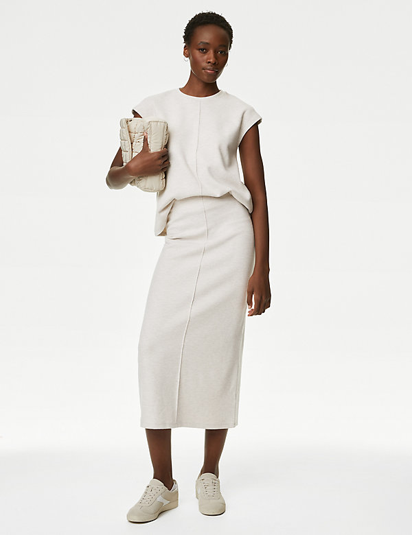 Cotton Blend Midaxi Skirt - NL