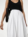 Pure Cotton Box Pleat Midaxi A-Line Skirt