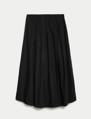 Pure Cotton Pleated Maxi Skirt