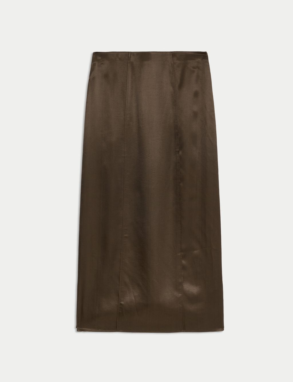 Satin Seam Detail Midi Slip Skirt