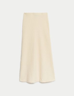 Textured A-Line Midi Skirt