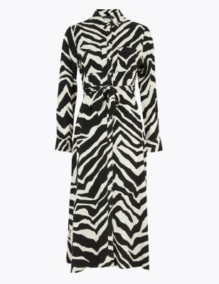 White and black 2024 animal print dress