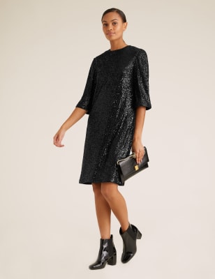 Sequin Knee Length Shift Dress