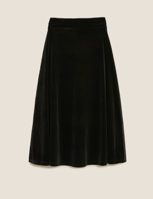 black velvet skirt elastic waist