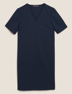 

Womens M&S Collection V-Neck Knee Length Shift Dress - Navy, Navy