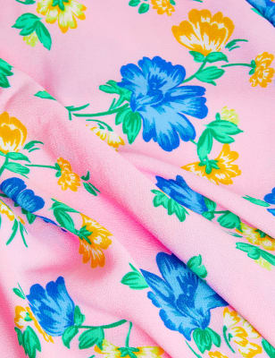 M&S X Ghost Womens Floral V-Neck Sleeveless Midi Slip Dress - 10REG - Pink Mix, Pink Mix