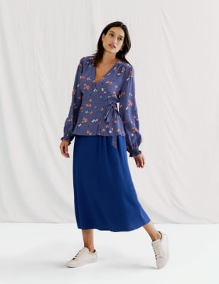 

M&S X GHOST Falda maxi a media pierna de corte en AWomens - Navy, Navy