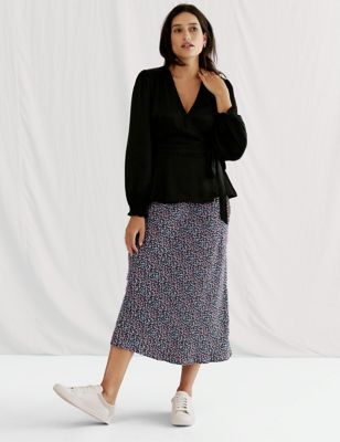 

Womens M&S X GHOST Floral Midaxi Slip Skirt - Black Mix, Black Mix