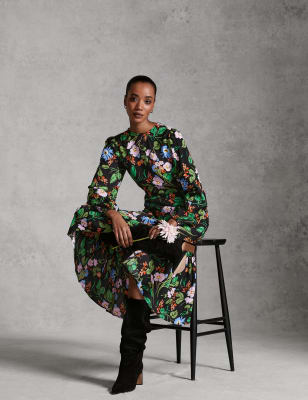 

Womens M&S X GHOST Floral Midi Tea Dress - Multi, Multi