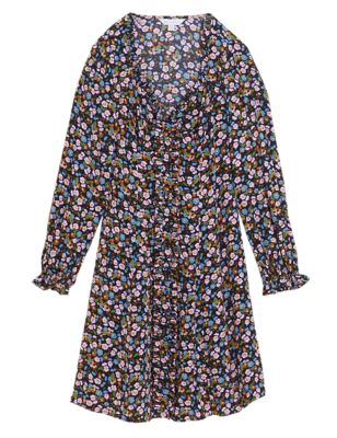 M&S X Ghost Womens Floral Sweetheart Neckline Mini Tea Dress