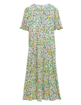 

M&S X GHOST Vestido de tarde a media pierna floral con cuello redondoWomens - Multi, Multi