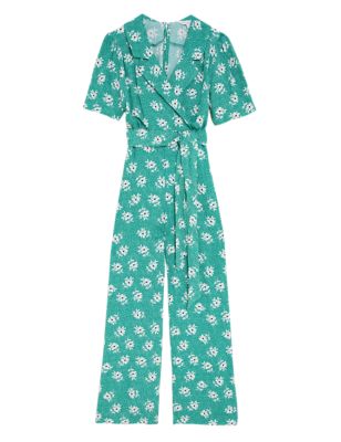 

Womens M&S X GHOST Ditsy Floral Wrap Jumpsuit - Green Mix, Green Mix