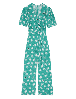 

Womens M&S X GHOST Ditsy Floral Wrap Jumpsuit - Green Mix, Green Mix