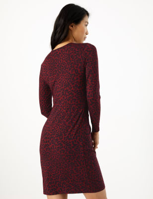 Oasis red animal print hot sale dress