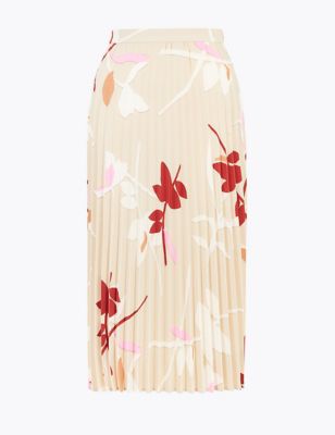 Leaf Print Pleated Midi Skirt | M&S Collection | M&S