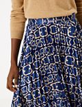 Animal Print Pleated Midi Skirt