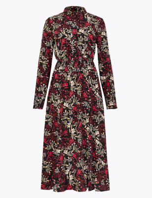 Floral Waisted Midi Shirt Dress | M&S Collection | M&S