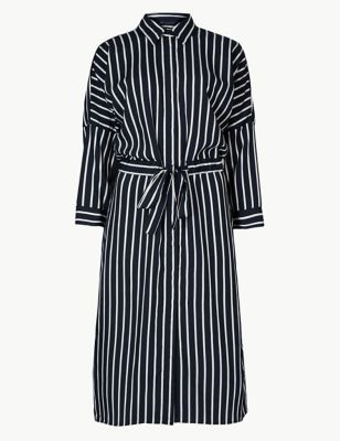 Striped 3/4 Sleeve Shirt Dress | M&S Collection | M&S
