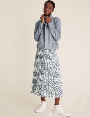 Animal print clearance midi skirt pleated