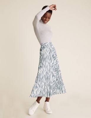 Animal print pleated midi skirt cheap zara