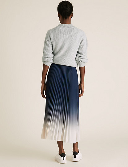 Pleated Midi A-Line Skirt