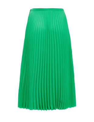 M&S Finery London Womens Crepe Pleated Midi Skirt - 18 - Emerald, Emerald