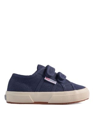 Superga Girls 2750-Cotjstrap Classic Riptape Trainers ( 5.5 Small - 1 Large) - 12.5S - Navy, Navy,Wh