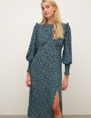 

Womens Nobody's Child Printed Round Neck Midaxi Tea Dress - Green Mix, Green Mix