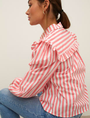 

Nobody's Child Blusa 100% algodón de manga larga de rayasWomens - Pink Mix, Pink Mix
