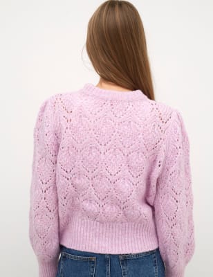 

Womens Nobody's Child Cable Knit Pointelle Crew Neck Jumper - Pink, Pink