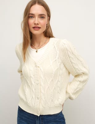 

Womens Nobody's Child Pure Cotton Cable Knit Cardigan - Cream, Cream