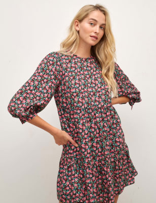 

Womens Nobody's Child Floral Round Neck Mini Tiered Dress - Pink Mix, Pink Mix