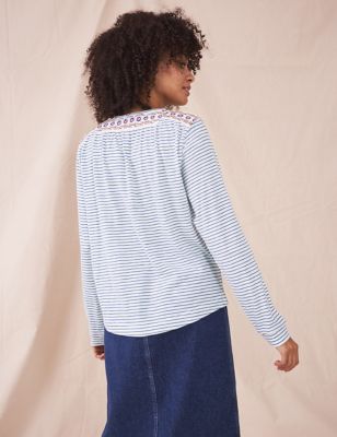 M&S White Stuff Womens Jersey Striped Long Sleeve Blouse