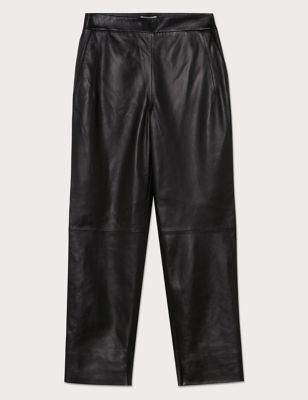 M&S Jigsaw Womens Leather Slim Fit Cropped Trousers