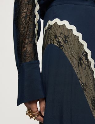 M&S Jigsaw Womens Lace Detail Midi Asymmetric Skirt