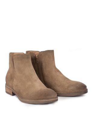 Celtic & Co. Womens Suede Block Heel Ankle Boots - 3 - Camel, Camel