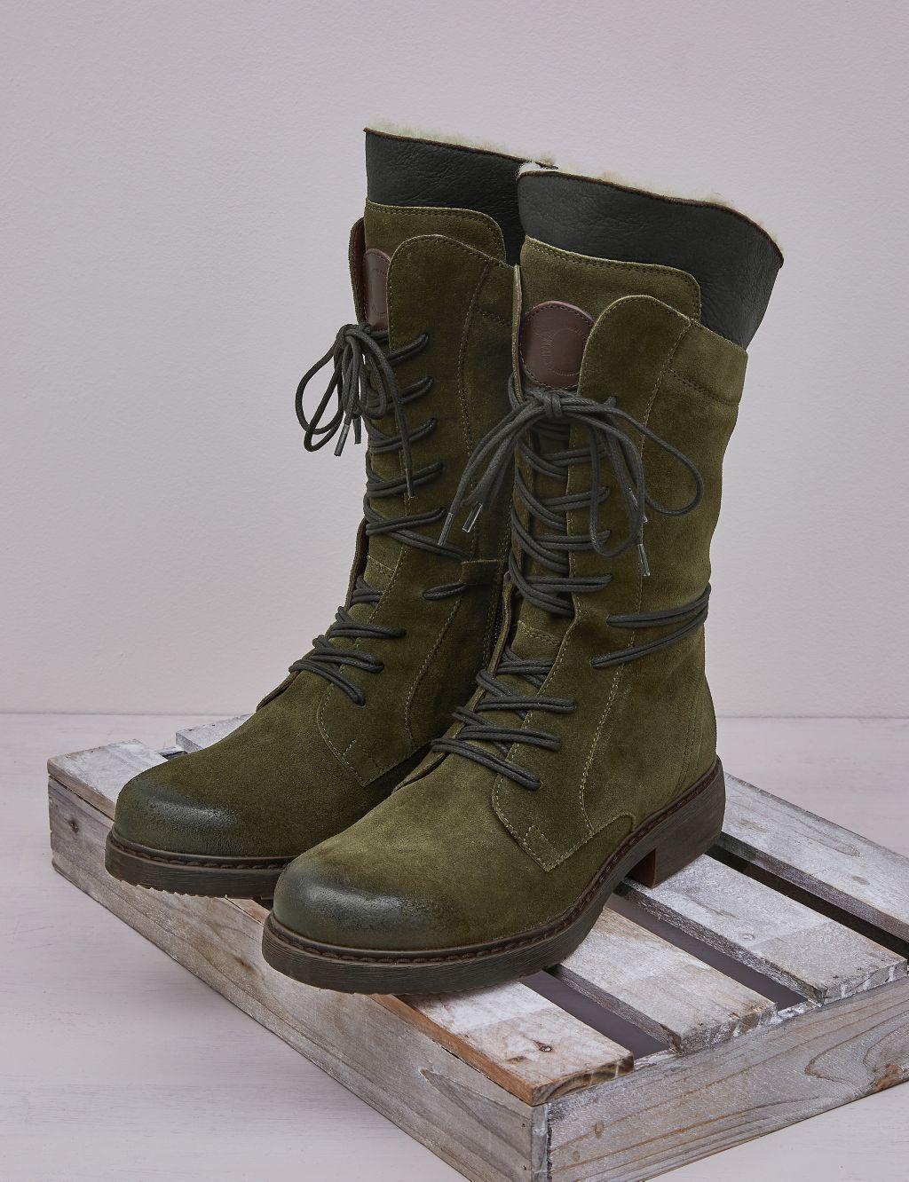 Sheepskin trim Block Heel Boots image 1