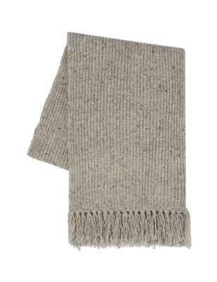 M&S Celtic & Co. Womens Pure Wool Ribbed Fringed Scarf