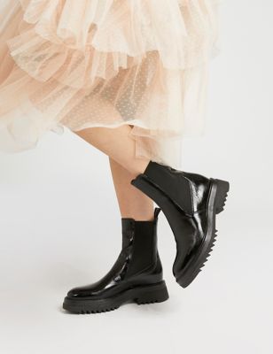 Jones Bootmaker Women's Leather Chelsea Flat Ankle Boots - 3 - Black Mix, Black Mix,Ecru Mix