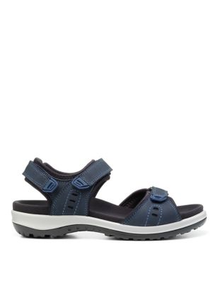 Hotter Womens Walk II Wide Fit Leather Riptape Sandals - 4 - Navy, Navy