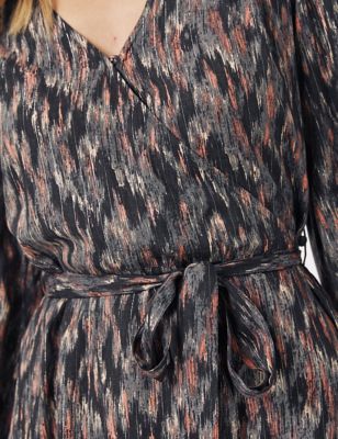 M&S Fatface Womens Ikat Print V-Neck Midaxi Wrap Dress