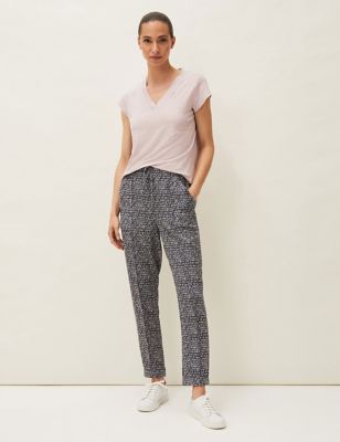 M&S Phase Eight Womens Printed Drawstring Tapered Joggers