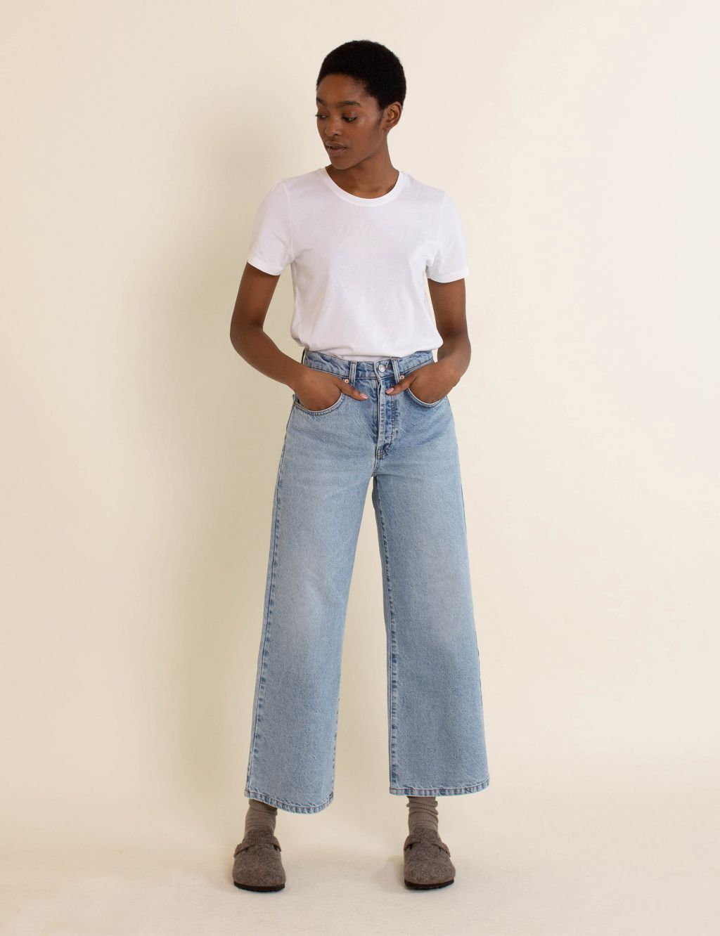 Pure Cotton Wide Leg Jeans