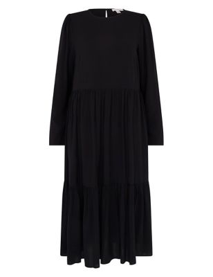 M&S Finery London Womens Round Neck Midi Tiered Dress