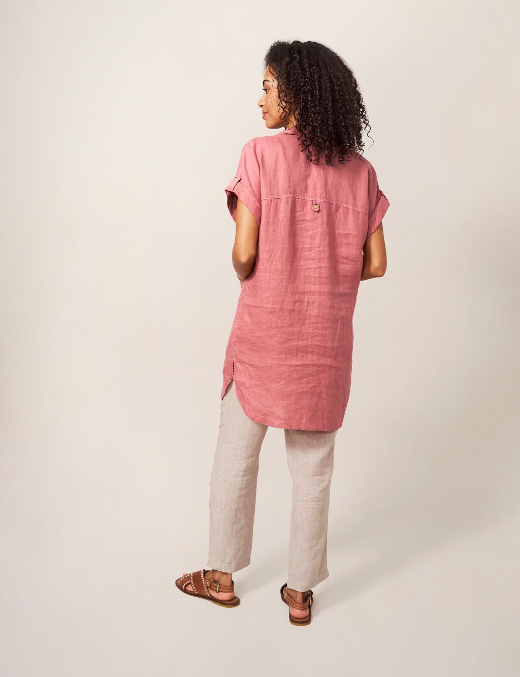 Pure Linen Collared Relaxed Tunic image 4