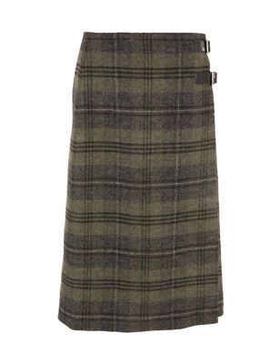 M&S Celtic & Co. Womens Pure Wool Checked Knee Length Kilt
