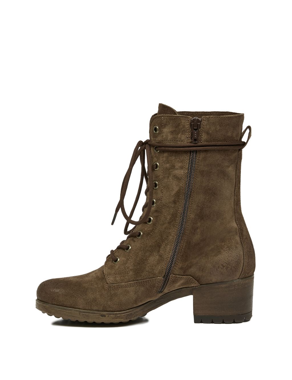 Suede Lace Up Block Heel Ankle Boots image 4