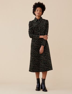 M&S Finery London Womens Cotton Rich Floral Midi Shirt Dress