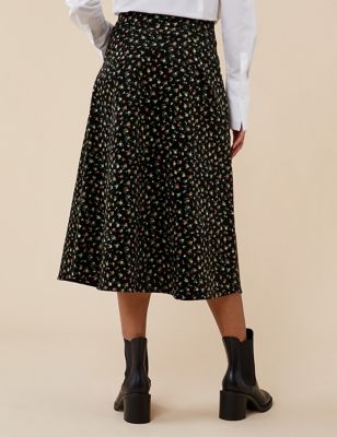 M&S Finery London Womens Cotton Rich Floral Midi Skirt